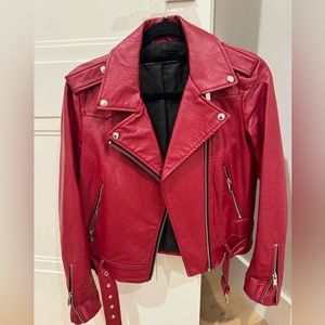 Zara red leather jacket